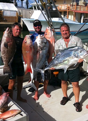 A successful day on the water with friends.  Fresh catch at Castaway Restaurant, for sure.